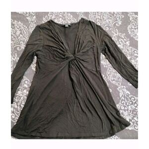 Boston Proper Black Twist Detail Long Sleeve Top